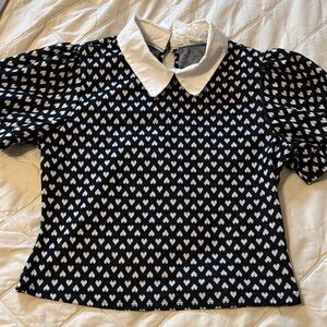 Meraki White and Black Patterned Top